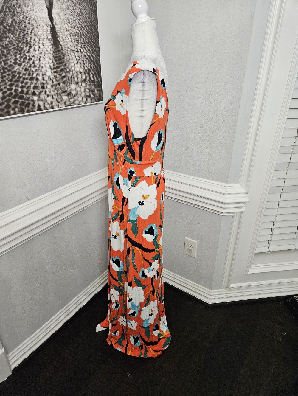 Sigrid olsen Maxi Dress XL floral vneck sleeveless - Picture 4 of 6